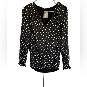 Anthropologie Dolan Blouse Top Black Ruffle Moon Print‎ French Quarter Size XS